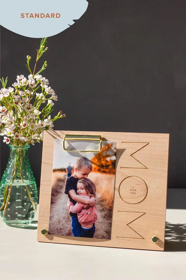 Modern Mom Picture Frame I Love You Mom Floral Wooden Frame