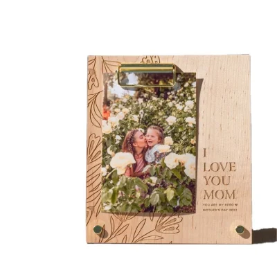 Moderner Mama-Bilderrahmen „I Love You Mom“, floraler Holzrahmen