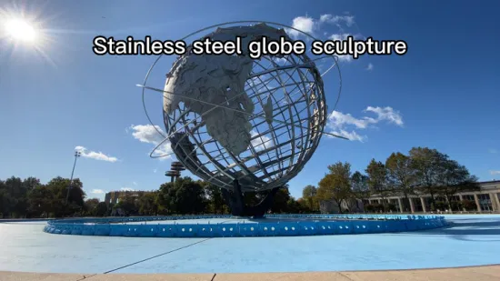 Neues Produkt, moderne Metallhandwerk-Straßenstatue, Globus, Edelstahl-Gartenskulptur