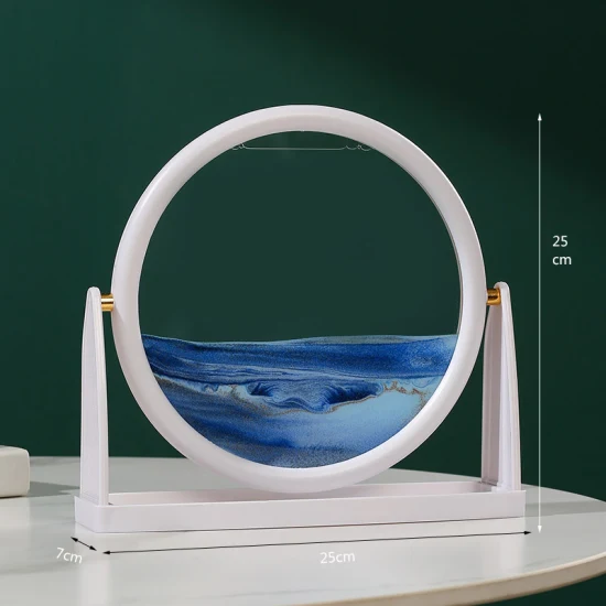 Heimbüro-Dekoration, bewegliche Sandkunst, Treibsandbild, rundes Glas, 3D-Malerei, Sanduhr